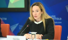 Victoria Panova, Managing Director of the Russian National Committee on BRICS Research, Scientific Supervisor of BRICS Russia Expert Council, during a press conference on new projects of the Russian BRICS Chairmanship at the International Multimedia Press Centre of Rossiya Segodnya International News Agency in Moscow